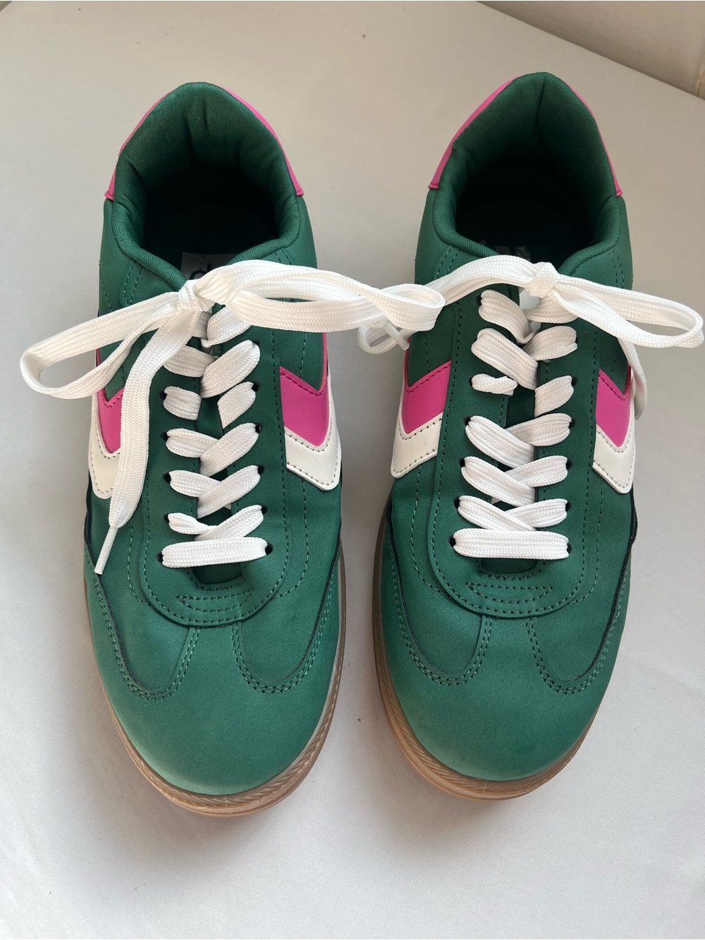 Dolce Vita Green Sneakers with Pink & White Accents